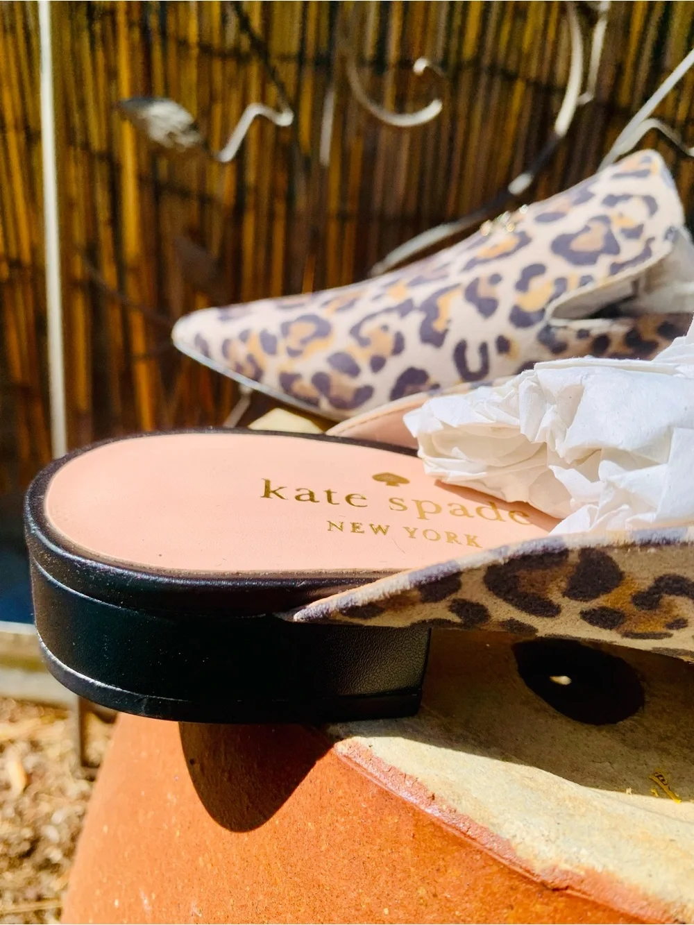 kate spade Leopard Print Pointed Mules - tan/Brown